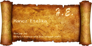 Hancz Etelka névjegykártya
